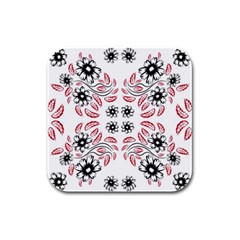 Folk Flowers Print Floral Pattern Ethnic Art Rubber Square Coaster (4 Pack) by Eskimos