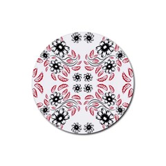 Folk Flowers Print Floral Pattern Ethnic Art Rubber Round Coaster (4 Pack) by Eskimos