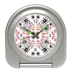 Folk Flowers Print Floral Pattern Ethnic Art Travel Alarm Clock by Eskimos