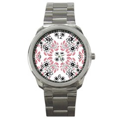 Folk Flowers Print Floral Pattern Ethnic Art Sport Metal Watch by Eskimos