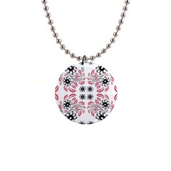 Folk Flowers Print Floral Pattern Ethnic Art 1  Button Necklace by Eskimos