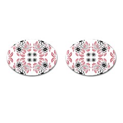 Folk Flowers Print Floral Pattern Ethnic Art Cufflinks (oval) by Eskimos