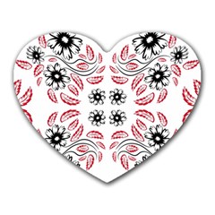 Folk Flowers Print Floral Pattern Ethnic Art Heart Mousepads by Eskimos