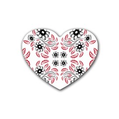 Folk Flowers Print Floral Pattern Ethnic Art Rubber Heart Coaster (4 Pack) by Eskimos