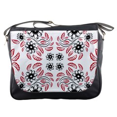 Folk Flowers Print Floral Pattern Ethnic Art Messenger Bag by Eskimos