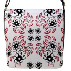 Folk Flowers Print Floral Pattern Ethnic Art Flap Closure Messenger Bag (s) by Eskimos