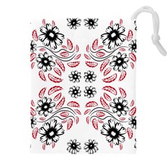 Folk Flowers Print Floral Pattern Ethnic Art Drawstring Pouch (4xl) by Eskimos