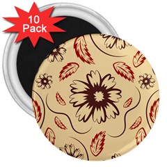 Folk Flowers Print Floral Pattern Ethnic Art 3  Magnets (10 Pack)  by Eskimos