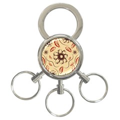 Folk Flowers Print Floral Pattern Ethnic Art 3-ring Key Chain by Eskimos