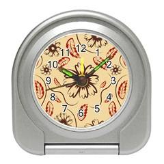 Folk Flowers Print Floral Pattern Ethnic Art Travel Alarm Clock by Eskimos