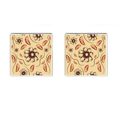 Folk Flowers Print Floral Pattern Ethnic Art Cufflinks (square) by Eskimos