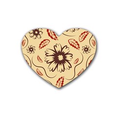 Folk Flowers Print Floral Pattern Ethnic Art Rubber Coaster (heart) by Eskimos