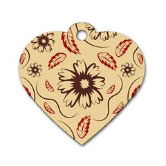 Folk Flowers Print Floral Pattern Ethnic Art Dog Tag Heart (one Side) by Eskimos