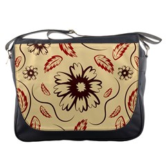 Folk Flowers Print Floral Pattern Ethnic Art Messenger Bag by Eskimos