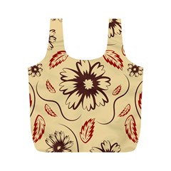 Folk Flowers Print Floral Pattern Ethnic Art Full Print Recycle Bag (m) by Eskimos