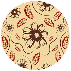 Folk Flowers Print Floral Pattern Ethnic Art Wooden Bottle Opener (round) by Eskimos