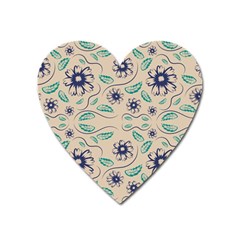 Folk Flowers Print Floral Pattern Ethnic Art Heart Magnet by Eskimos