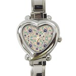 Folk flowers print Floral pattern Ethnic art Heart Italian Charm Watch Front