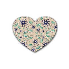 Folk Flowers Print Floral Pattern Ethnic Art Rubber Coaster (heart) by Eskimos