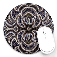 Embroidered Patterns Round Mousepads by kaleidomarblingart