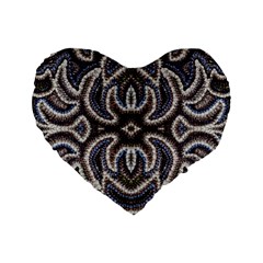 Embroidered Patterns Standard 16  Premium Flano Heart Shape Cushions by kaleidomarblingart