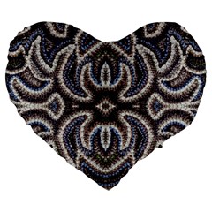 Embroidered Patterns Large 19  Premium Flano Heart Shape Cushions by kaleidomarblingart