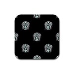 Tibal Mask Motif Drawing Pattern Rubber Square Coaster (4 pack) Front