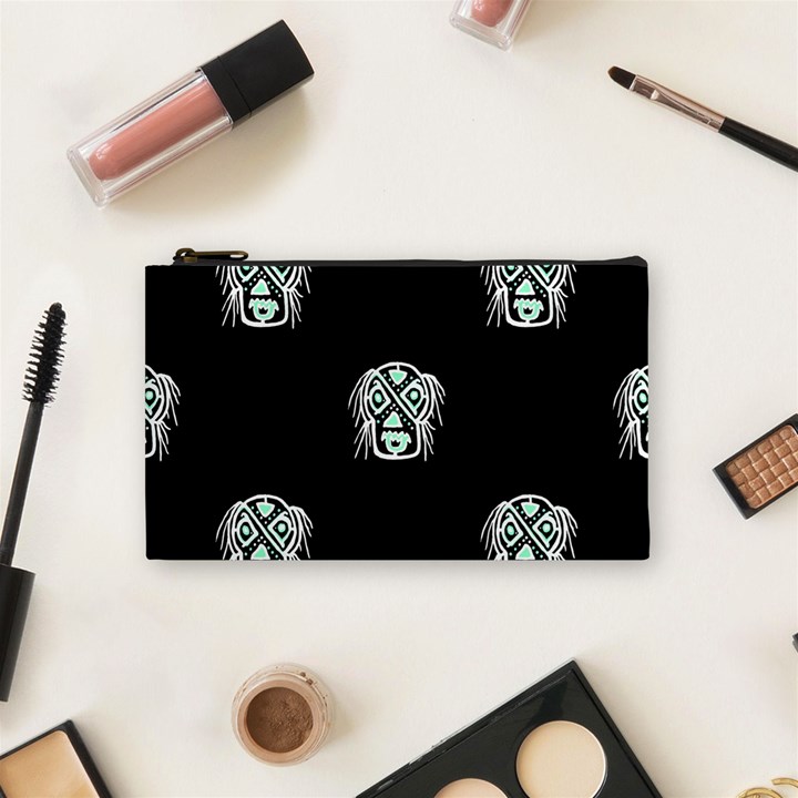 Tibal Mask Motif Drawing Pattern Cosmetic Bag (Small)