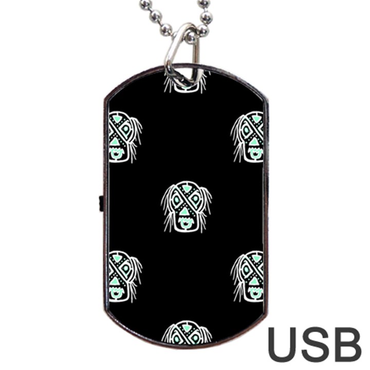 Tibal Mask Motif Drawing Pattern Dog Tag USB Flash (Two Sides)