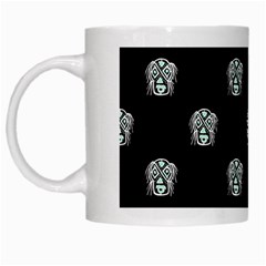 Tribal Mask Motif Drawing Pattern White Mugs by dflcprintsclothing