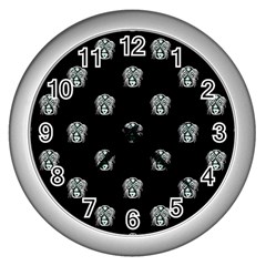 Tribal Mask Motif Drawing Pattern Wall Clock (silver) by dflcprintsclothing