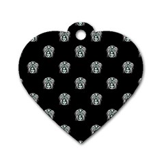 Tribal Mask Motif Drawing Pattern Dog Tag Heart (one Side)