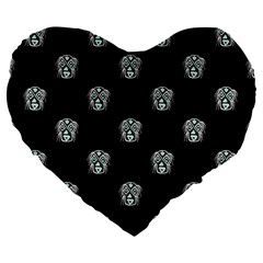 Tribal Mask Motif Drawing Pattern Large 19  Premium Heart Shape Cushions by dflcprintsclothing