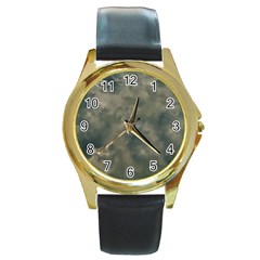 Algae Texture Patttern Round Gold Metal Watch by dflcprintsclothing