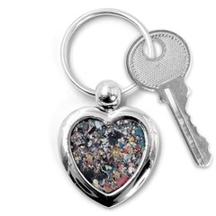 Multicolored Debris Texture Print Key Chain (heart)