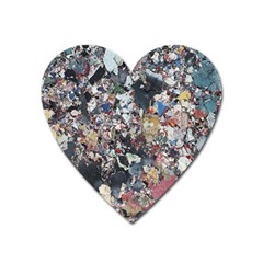 Multicolored Debris Texture Print Heart Magnet