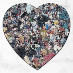 Multicolored Debris Texture Print Jigsaw Puzzle (heart) by dflcprintsclothing