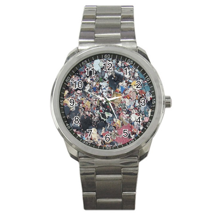 Multicolored Debris Texture Print Sport Metal Watch