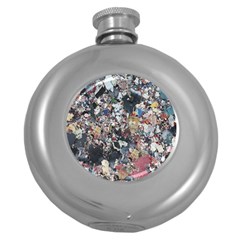 Multicolored Debris Texture Print Round Hip Flask (5 Oz) by dflcprintsclothing