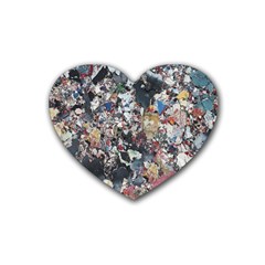 Multicolored Debris Texture Print Rubber Heart Coaster (4 Pack) by dflcprintsclothing