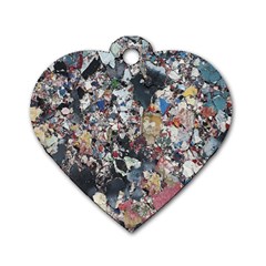 Multicolored Debris Texture Print Dog Tag Heart (one Side)