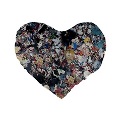 Multicolored Debris Texture Print Standard 16  Premium Flano Heart Shape Cushions by dflcprintsclothing