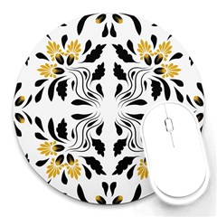 Folk Flowers Print Floral Pattern Ethnic Art Round Mousepads by Eskimos