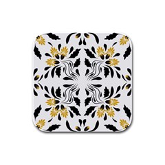 Folk Flowers Print Floral Pattern Ethnic Art Rubber Square Coaster (4 Pack) by Eskimos