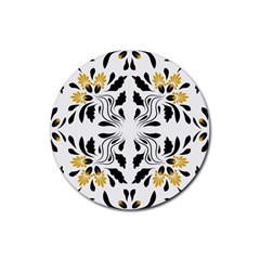 Folk Flowers Print Floral Pattern Ethnic Art Rubber Coaster (round) by Eskimos