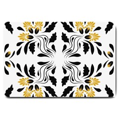 Folk Flowers Print Floral Pattern Ethnic Art Large Doormat  by Eskimos