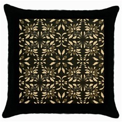 Folk Flowers Print Floral Pattern Ethnic Art Throw Pillow Case (black) by Eskimos