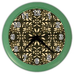 Folk Flowers Print Floral Pattern Ethnic Art Color Wall Clock by Eskimos