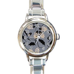 Folk Flowers Print Floral Pattern Ethnic Art Round Italian Charm Watch by Eskimos