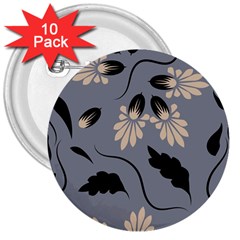 Folk Flowers Print Floral Pattern Ethnic Art 3  Buttons (10 Pack)  by Eskimos